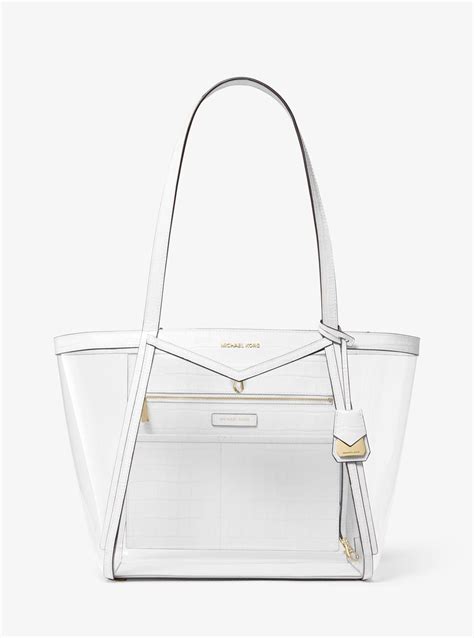 michael kors whitney transparent|Whitney Large Clear and Leather Tote Bag .